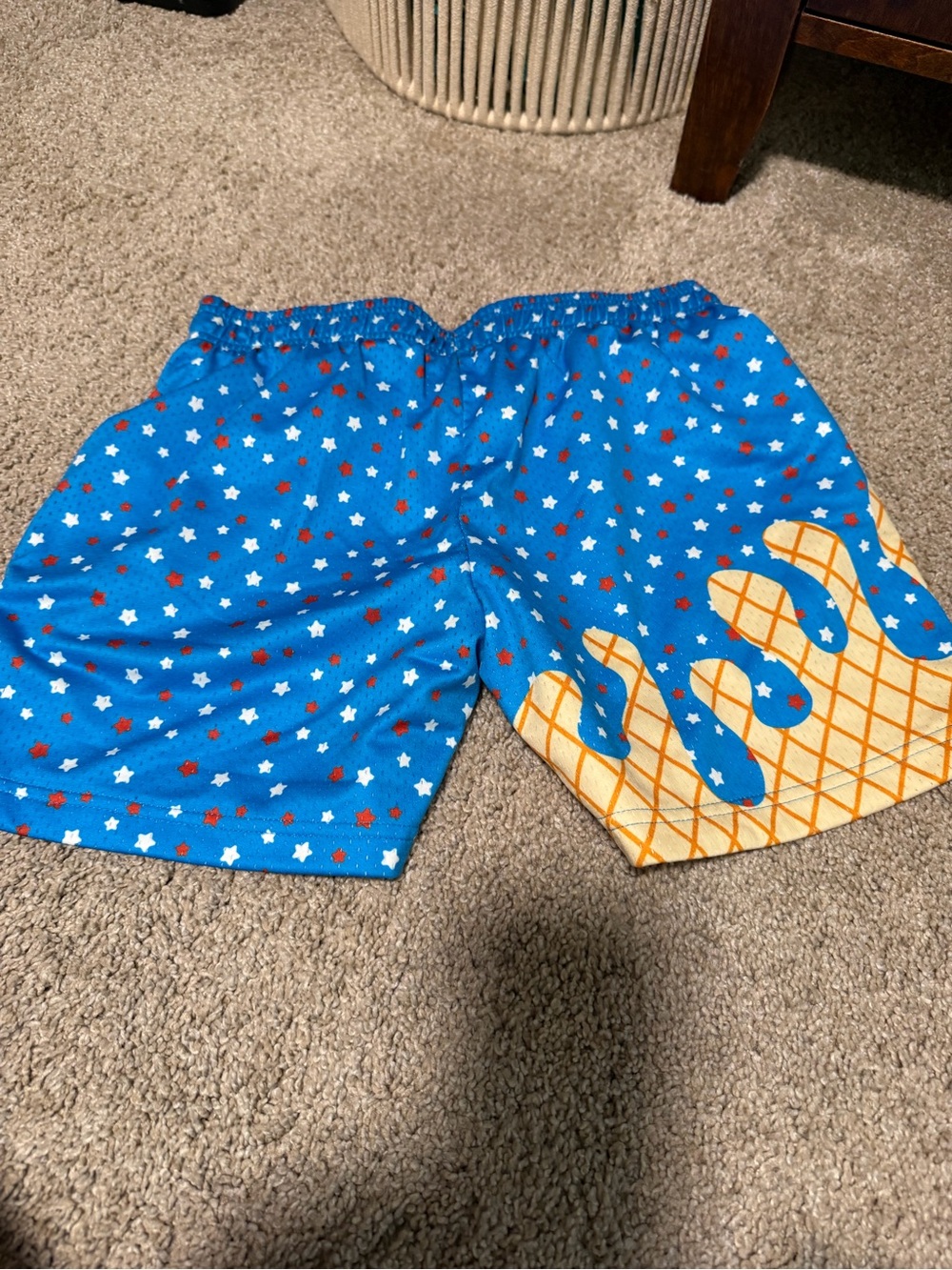Kids Blue Star & Ice Cream Cone Print Shorts